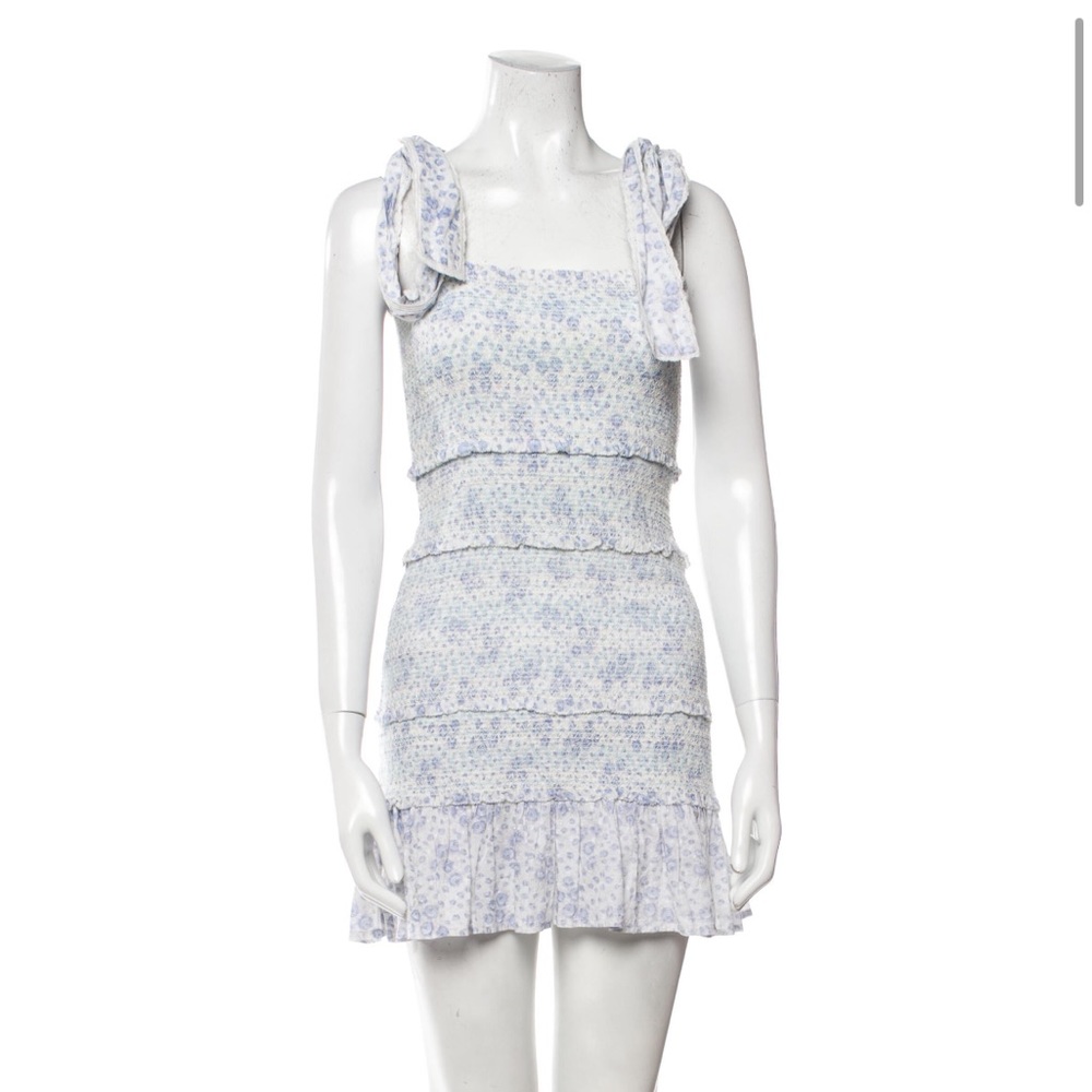 LoveShackFancy Blue and white mini dress